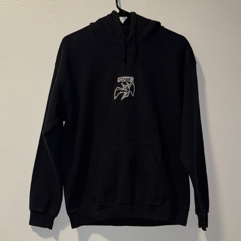 Black Graphic Hoodie with Led Zepplin Patch